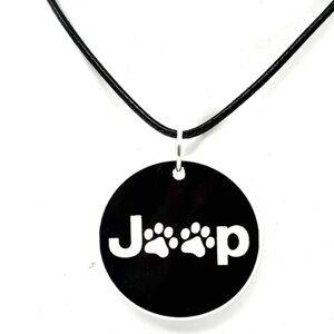 Black White Jeep Car Truck Suv Lover Dog Paw Print Pendant Necklace